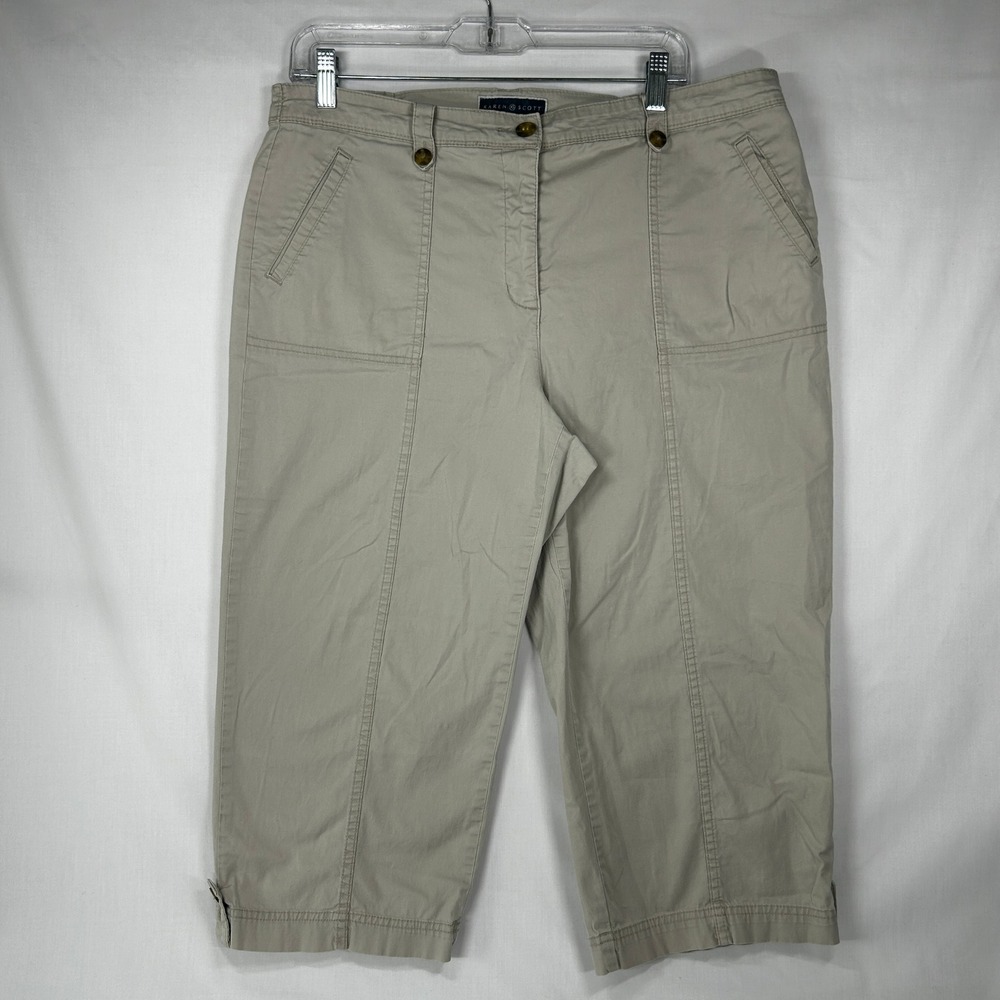 Y2K Karen Scott Khaki Beige Utility Crop Pants 14